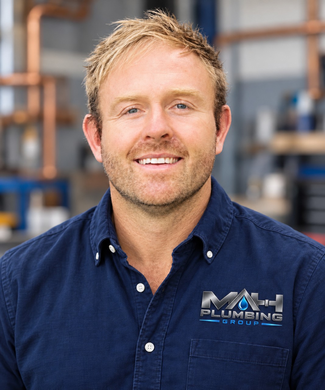 Peter Mahony wearing his MAH Plumbing Group shirt